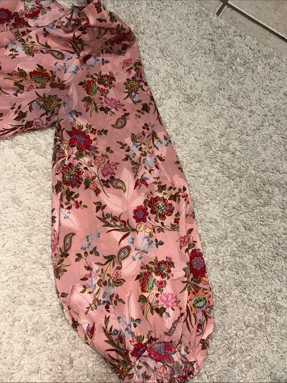 LOFT Pink Floral Puff-Sleeve Blouse